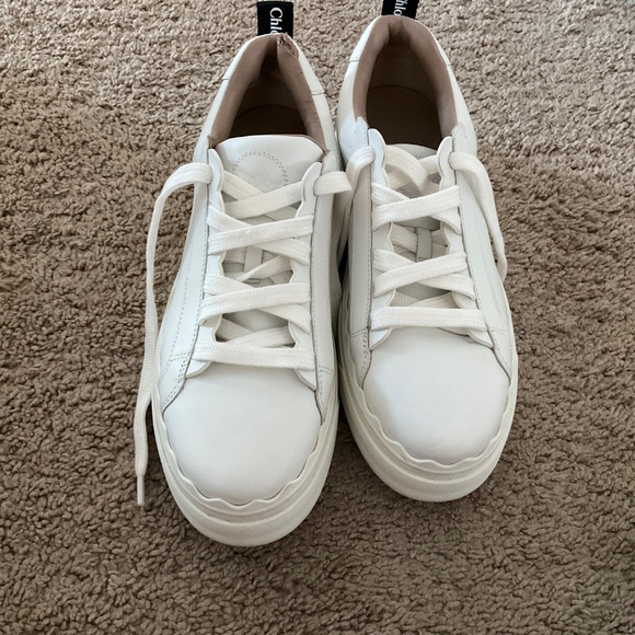 CHLOE - Net Sustain Lauren Scalloped Leather Sneakers - Picture 3 of 7